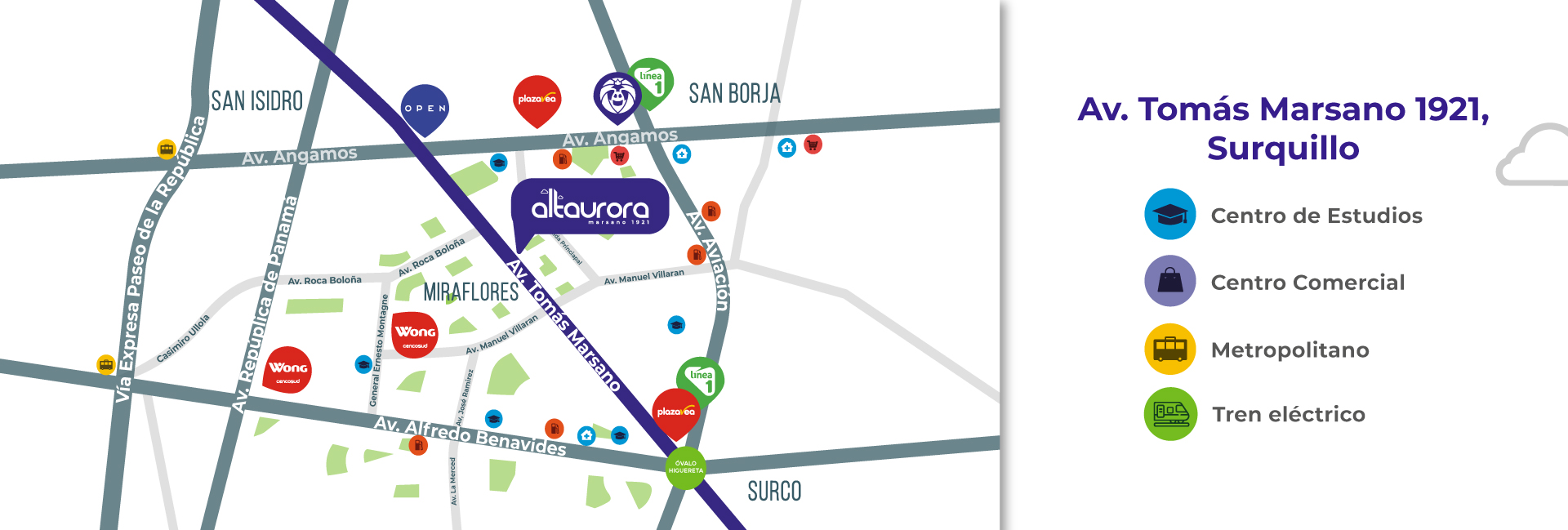 Edificio Altaurora Departamentos en Surquillo  mapa de ubicación